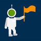 Astronaut Illustration eines Astronauten mit Flagge