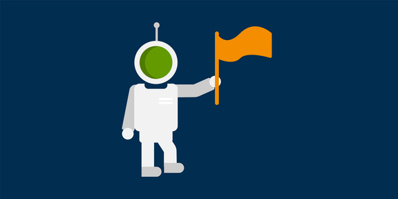 Astronaut Illustration eines Astronauten mit Flagge