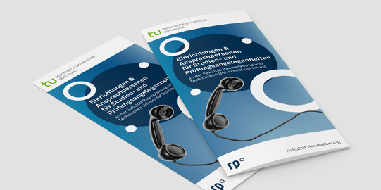 Fyler Ansprechpersonen Mockup des Flyers der Ansprechpersonen der Fakultät Raumplanung